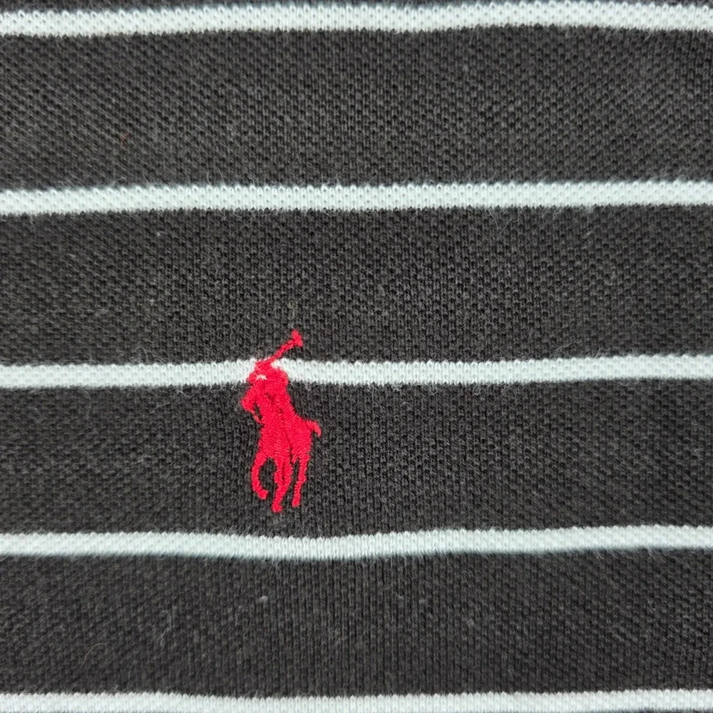 Polo Ralph Lauren Mens XL Black White Striped Short Sleeve Cotton Polo Shirt